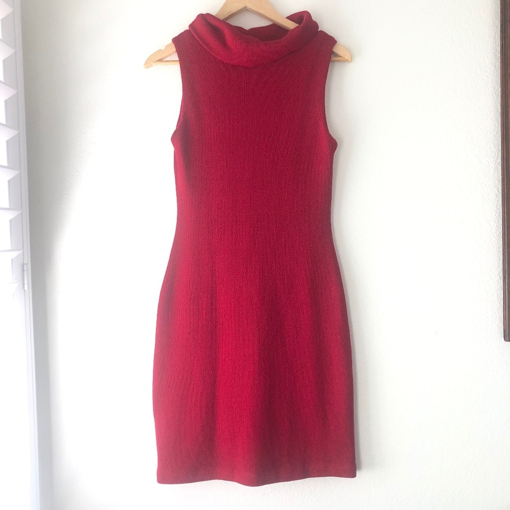 CDC Petites Knit Red Turtle Neck Dress